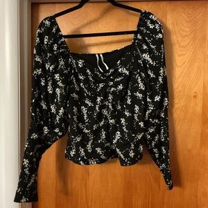Anthropologie Black and White Floral Blouse